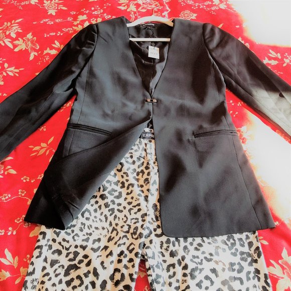 NWT Pitch Black Longline Smooth Blazer by Express - Size 00 - Picture 6 of 16